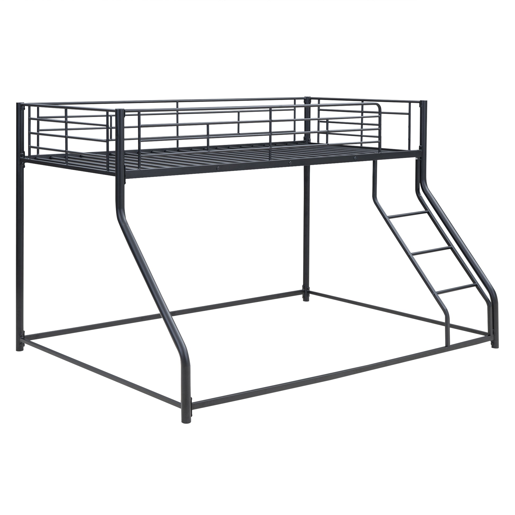 Metal Floor Bunk Bed, Twin XL over Queen, Black black-metal