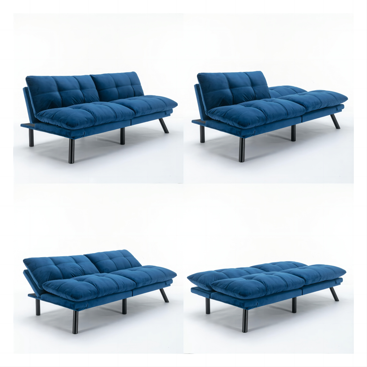 Navy Blue Convertible Folding Modern sofa Bed white-wood-primary living space-light duty-pine-2