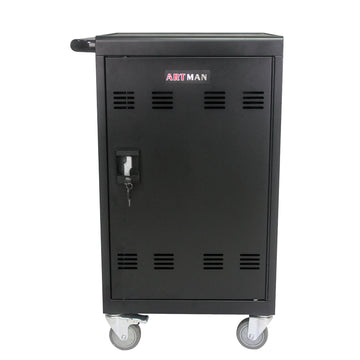 Mobile Charging Cart and Cabinet for Tablets Laptops matt black-steel-metal