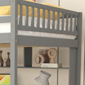 Full Size Loft Bed With Built In Desk,