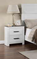 White Color 1pc Nightstand Paper veneer Bedroom white-2 drawers-bedroom-bedside