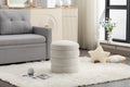 006 Soft Velvet Round Ottoman Footrest