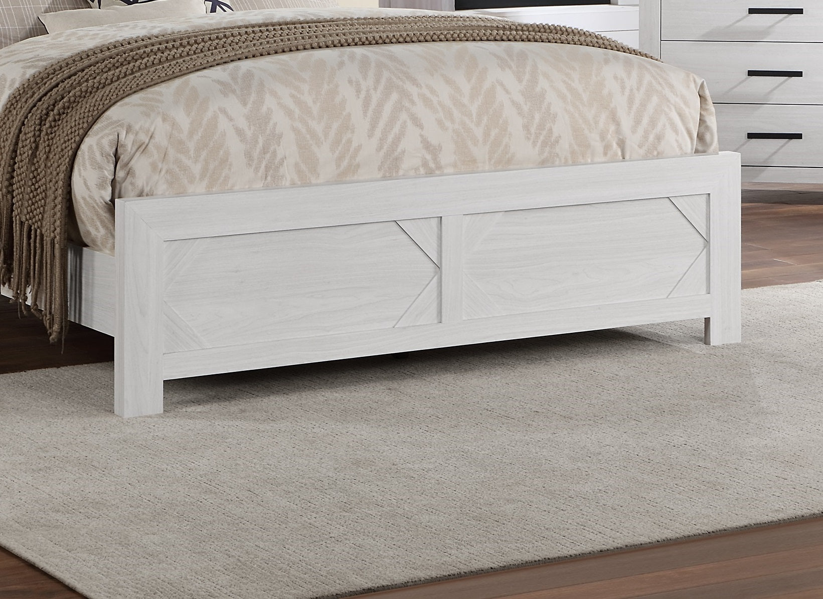 White Color 1pc Queen Size Bed High Headboard MDF box spring