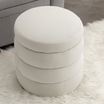 006 Soft Velvet Round Ottoman Footrest