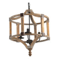 3 Light Wood Drum Chandelier, Hanging Light