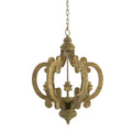 Farmhouse Chandelier, 6 Light Wood Chandelier Pendant beige brown-wood