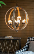 9 Light Globe Chandelier, Wood Chandelier Hanging