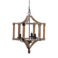 3 Light Wood Drum Chandelier, Hanging Light