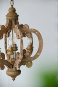 Farmhouse Chandelier, 6 Light Wood Chandelier Pendant beige brown-wood