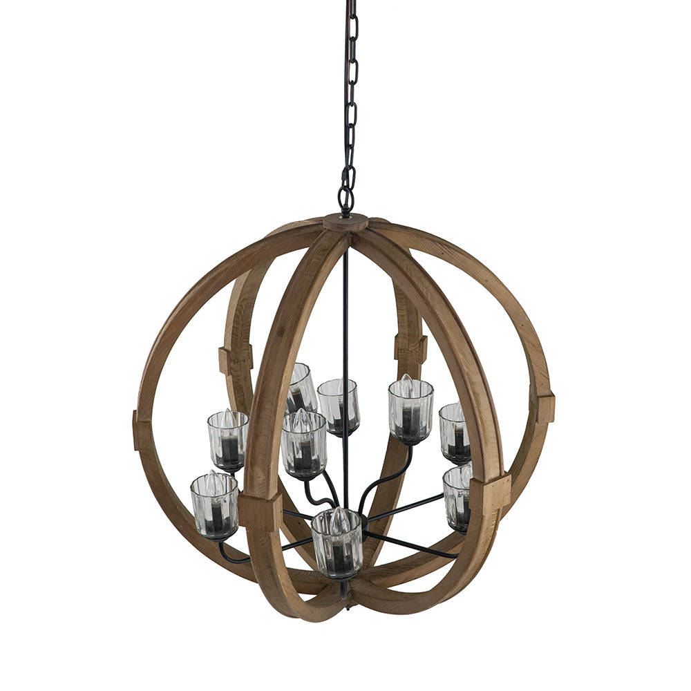 9 Light Globe Chandelier, Wood Chandelier Hanging