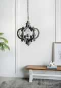 Farmhouse Chandelier, 6 Light Wood Chandelier Pendant gray-mdf+metal