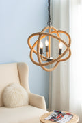 3 Light Farmhouse Chandelier, Rope Chandelier