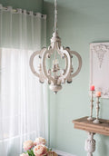 French Country Wood Chandelier, 6 Light Farmhouse beige-mdf+metal