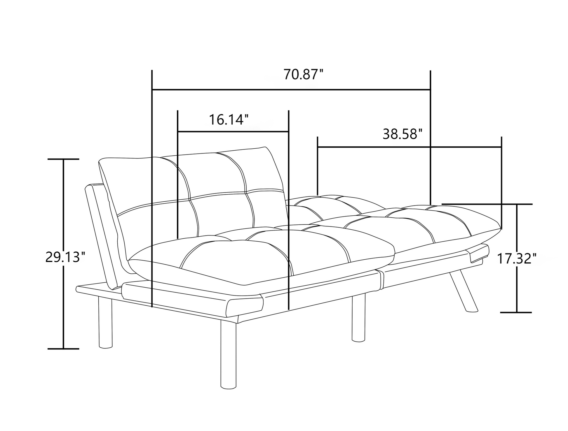 Emerald Convertible Folding Modern sofa Bed white-wood-primary living space-light duty-pine-2