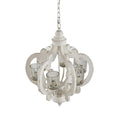 Farmhouse Chandelier, 6 Light Wood Chandelier Pendant cream-mdf+metal