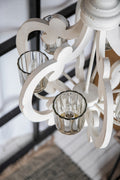 Farmhouse Chandelier, 6 Light Wood Chandelier Pendant cream-mdf+metal