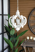 Farmhouse Chandelier, 6 Light Wood Chandelier Pendant cream-mdf+metal