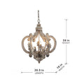 French Country Wood Chandelier, 6 Light Farmhouse beige-mdf+metal