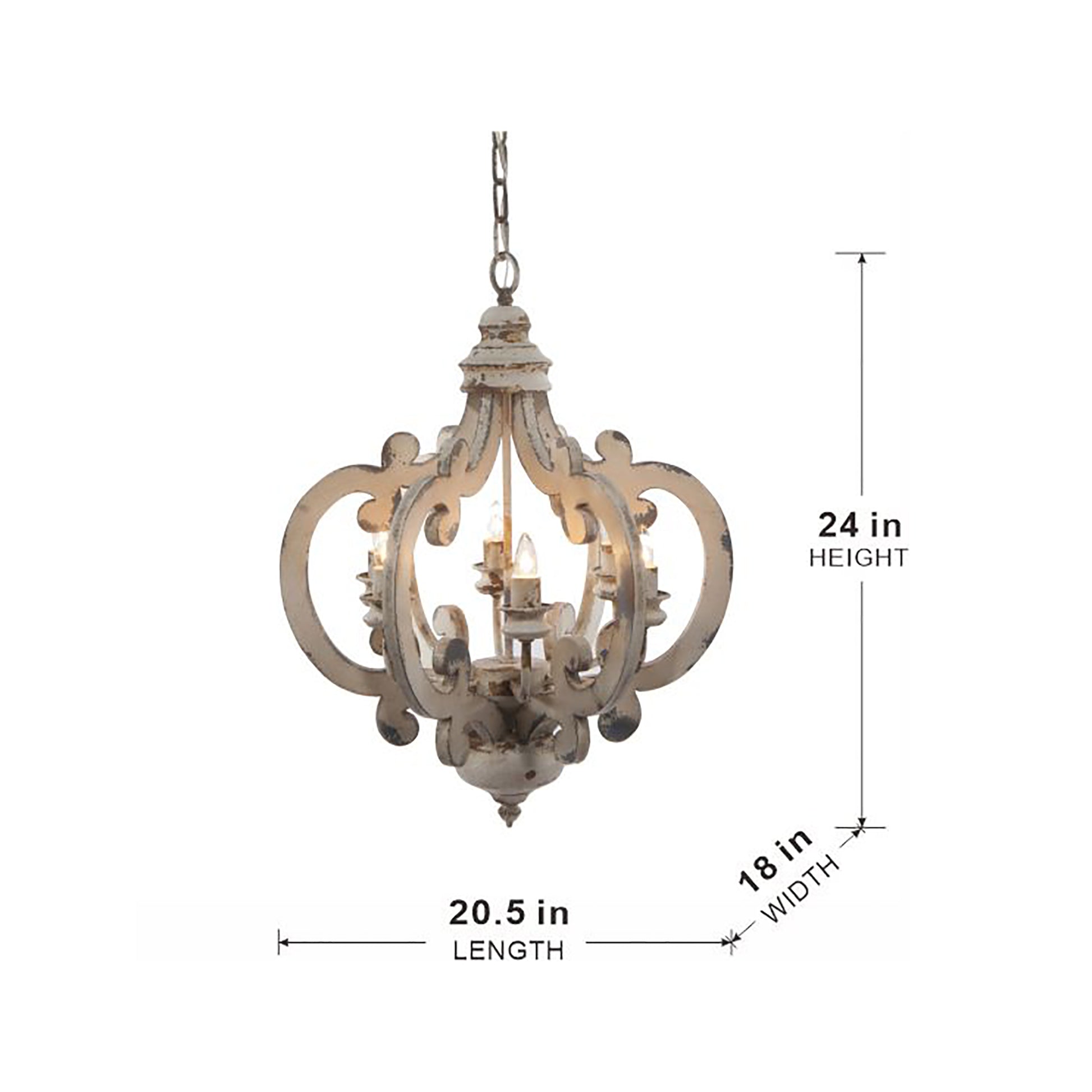 French Country Wood Chandelier, 6 Light Farmhouse beige-mdf+metal