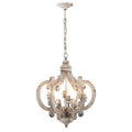 French Country Wood Chandelier, 6 Light Farmhouse beige-mdf+metal