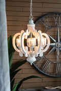 Farmhouse Chandelier, 6 Light Wood Chandelier Pendant cream-mdf+metal