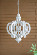 Farmhouse Chandelier, 6 Light Wood Chandelier Pendant cream-mdf+metal