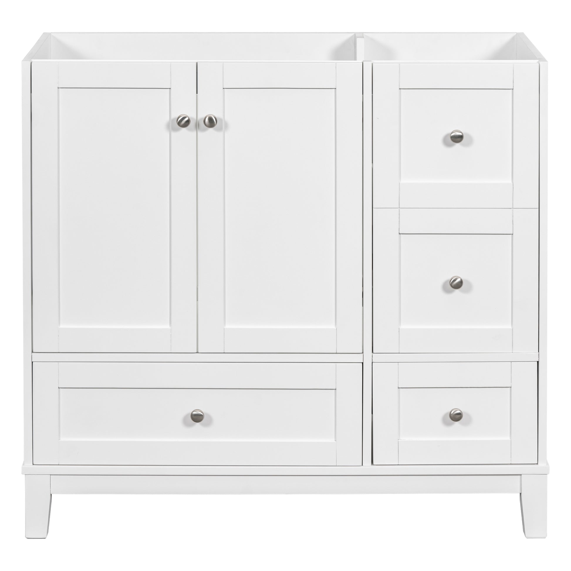 Cabinet Only 36" Bathroom vanity, white Sink not white-solid wood+mdf+resin