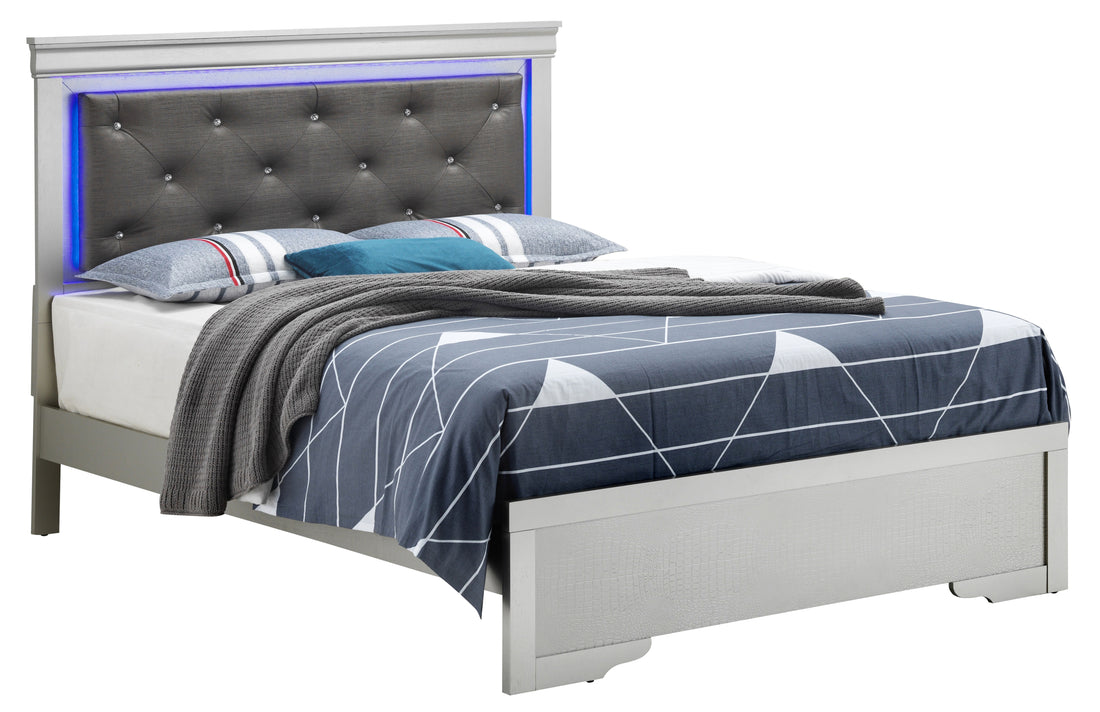 Lorana G6500C KB3 King Bed , Silver champagne-particle board