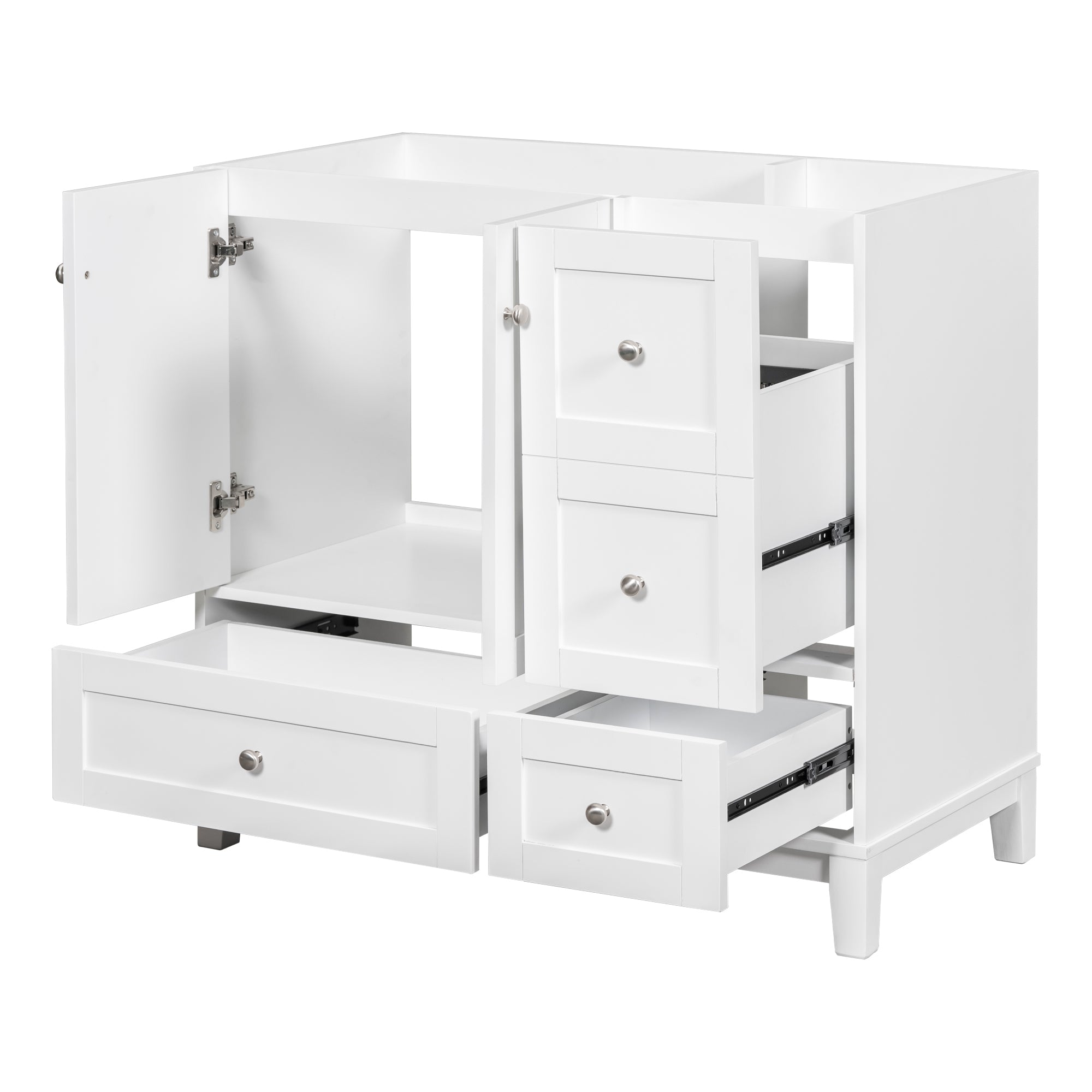 Cabinet Only 36" Bathroom vanity, white Sink not white-solid wood+mdf+resin