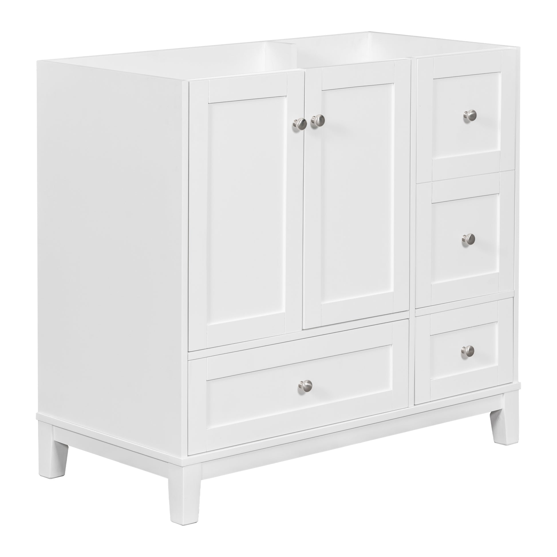 Cabinet Only 36" Bathroom vanity, white Sink not white-solid wood+mdf+resin