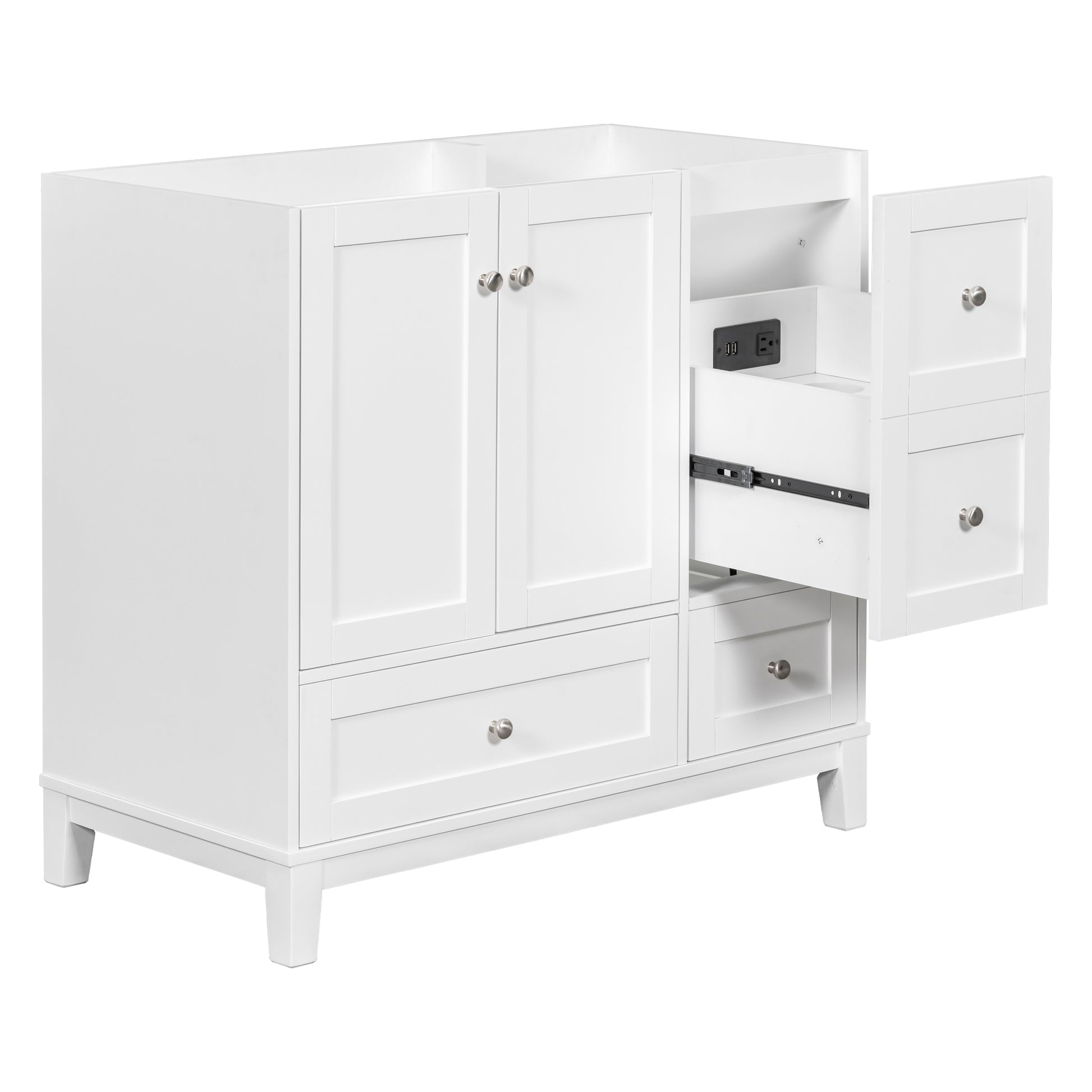 Cabinet Only 36" Bathroom vanity, white Sink not white-solid wood+mdf+resin