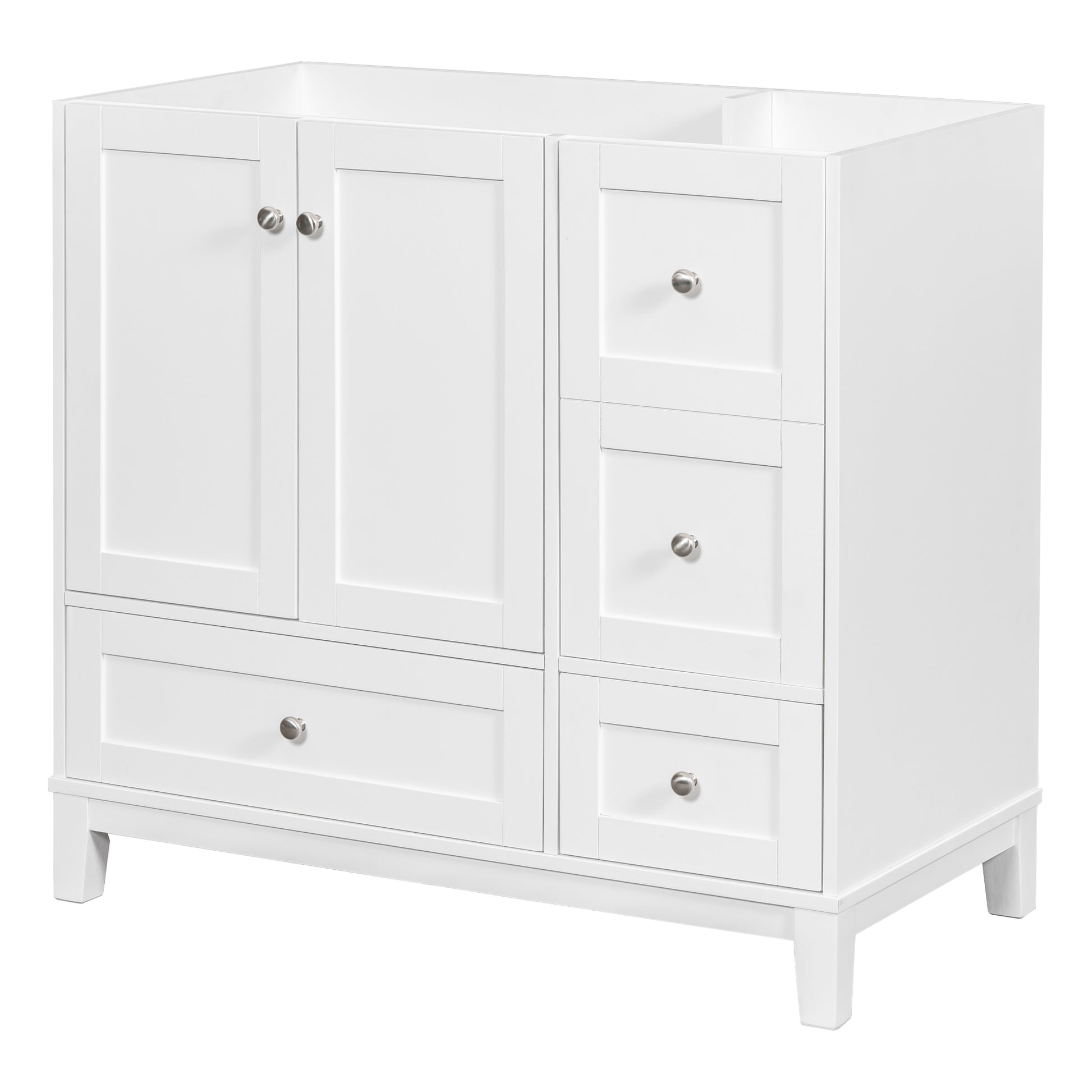 Cabinet Only 36" Bathroom vanity, white Sink not white-solid wood+mdf+resin