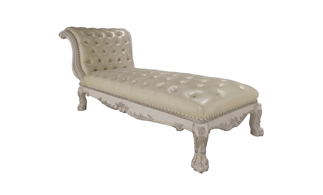 Acme Dresden Chaise w Pillow, Synthetic Leather &