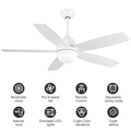 52 Inch White Ceiling Fan with Lights Remote