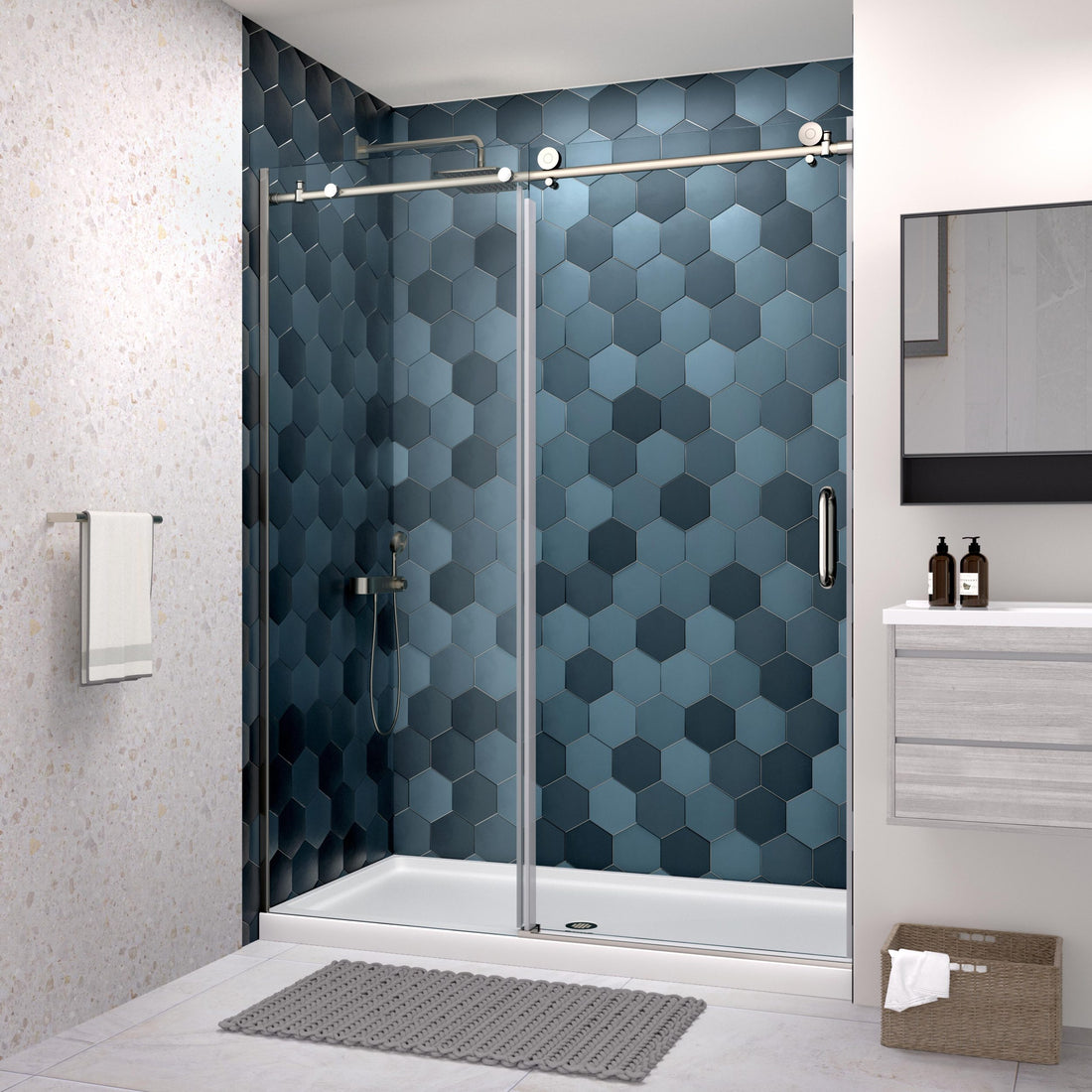 Glass Shower Door, Sliding Door, With 5 16"