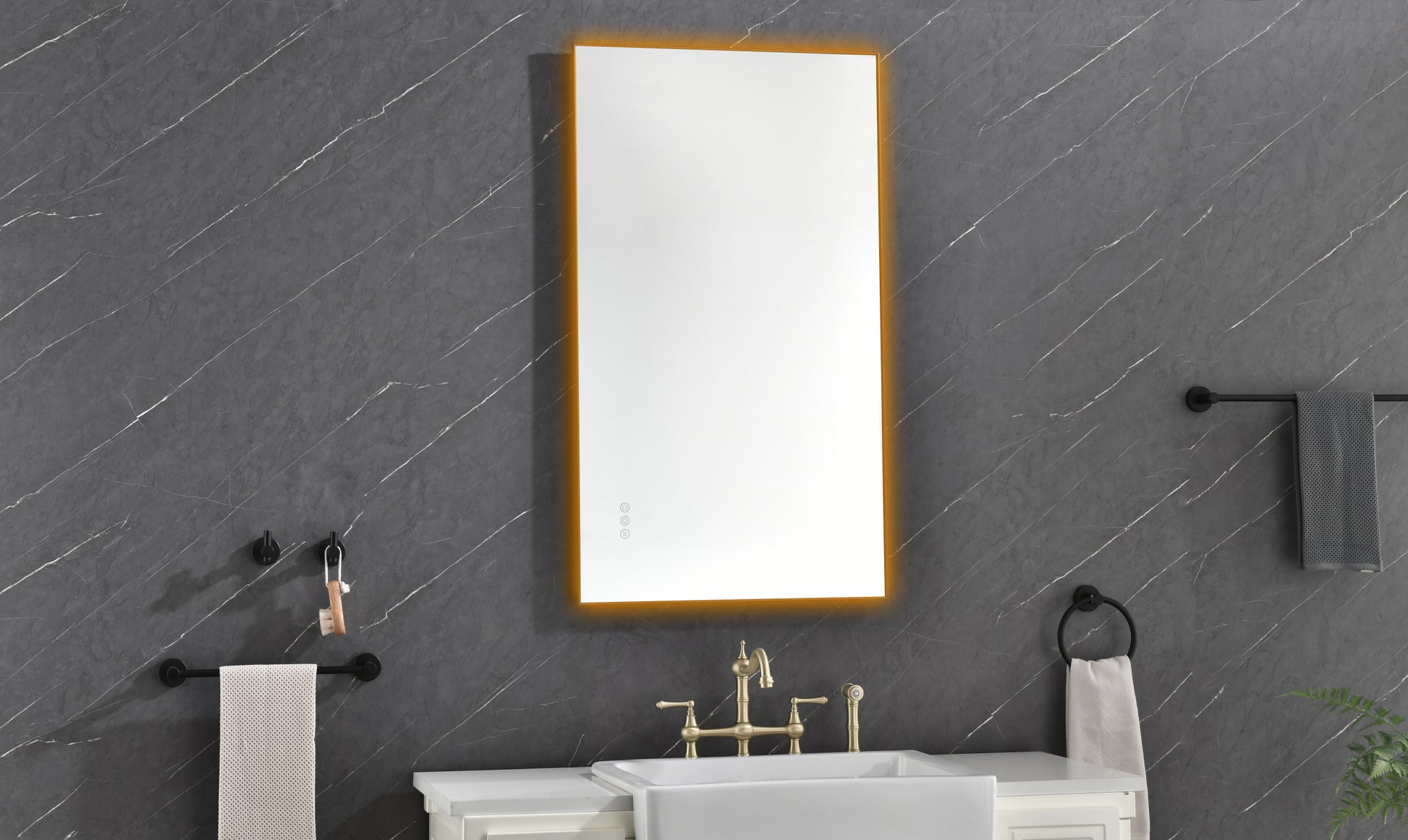 bathroom led mirror is multi functional and each matt black-aluminum