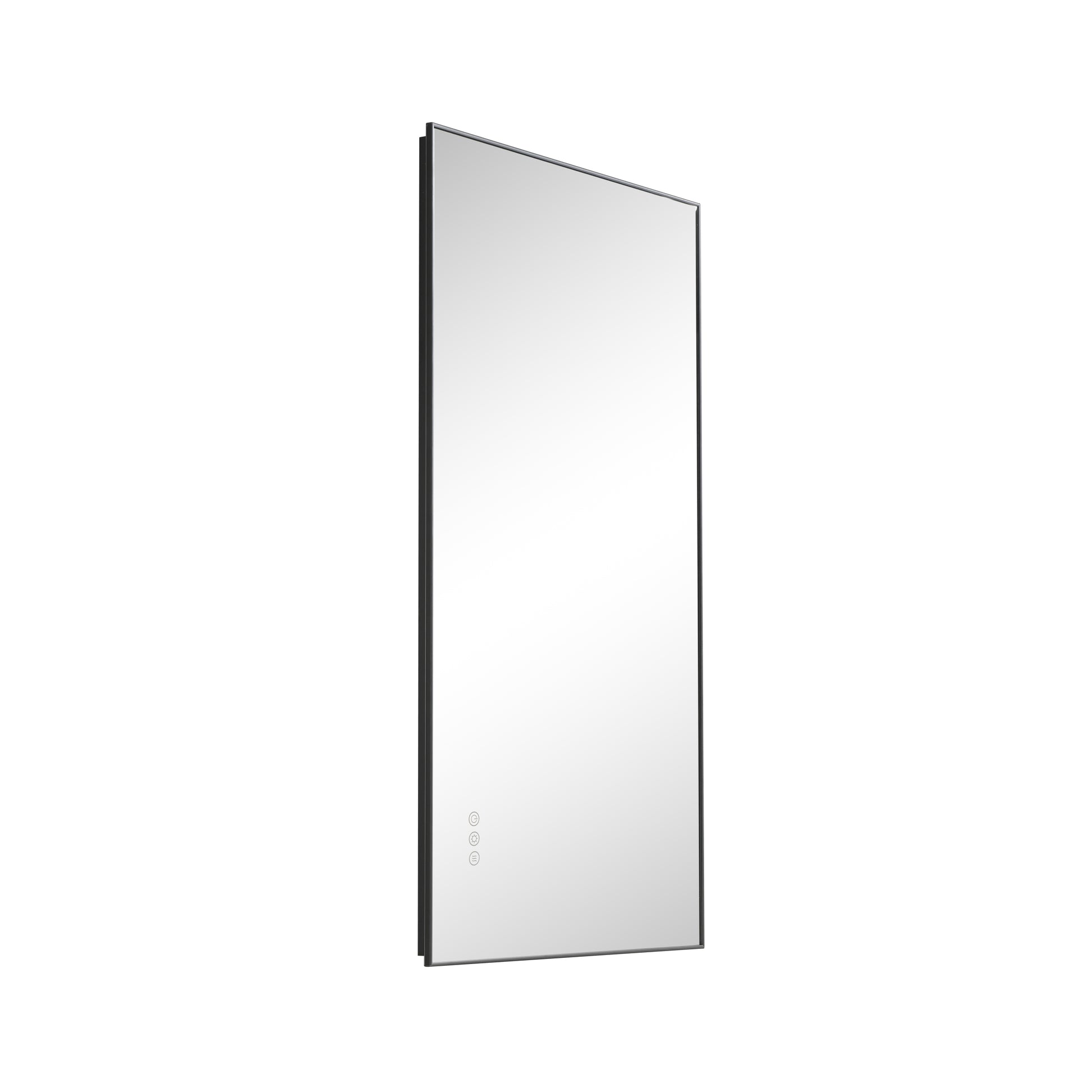 bathroom led mirror is multi functional and each matt black-aluminum