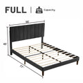 Full Size Frame Platform Bed with Upholstered black-wood