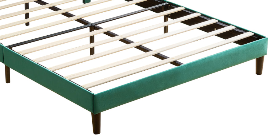 Full Size Frame Platform Bed with Upholstered green-wood