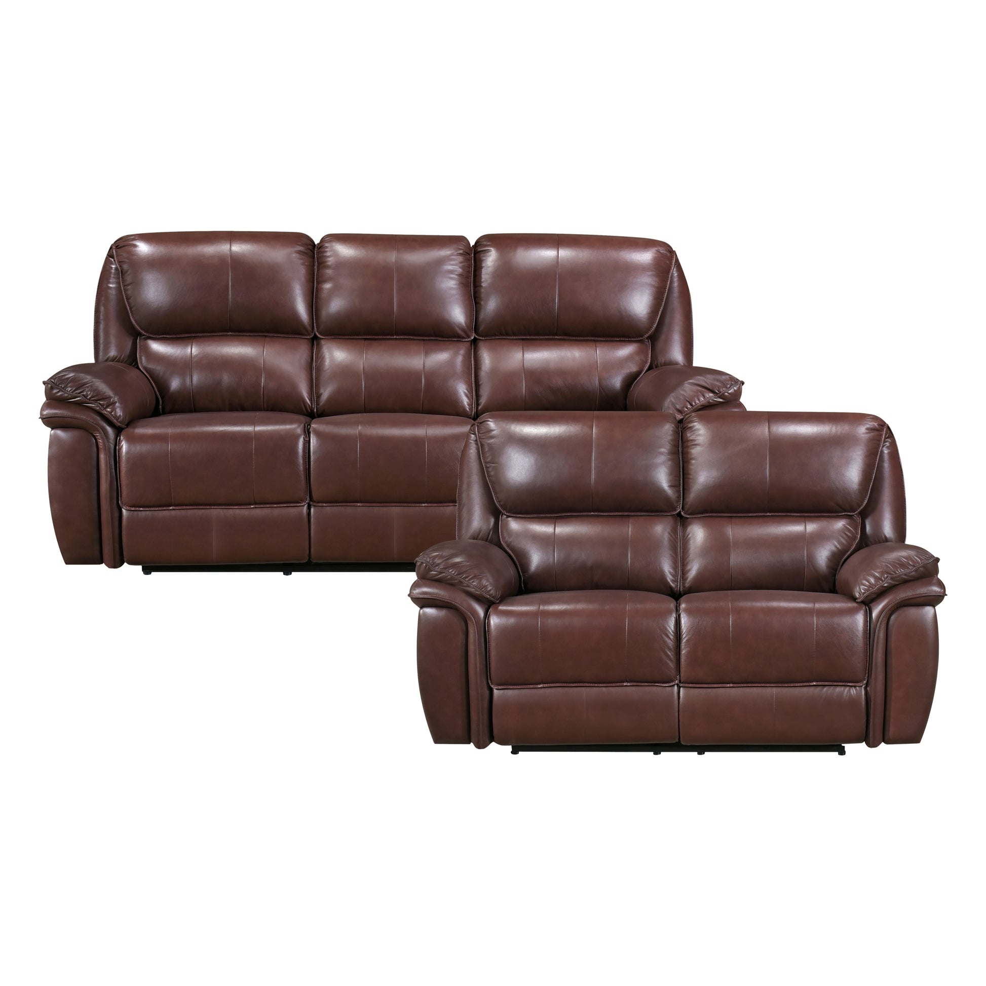 Double Reclining Loveseat Brown Leather Luxurious brown-genuine leather-primary living space-pillow