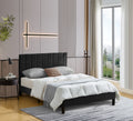 Full Size Frame Platform Bed with Upholstered black-wood