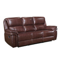 Double Reclining Sofa Brown Leather Luxurious Comfort brown-genuine leather-wood-primary living