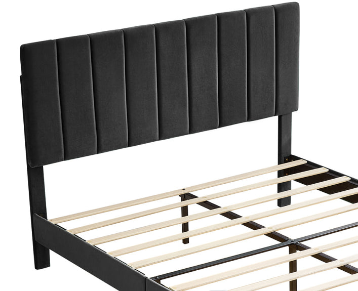 Molblly King Size Bed Frame with Upholstered green-wood