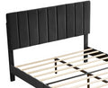 Full Size Frame Platform Bed with Upholstered black-wood