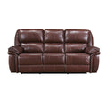 Double Reclining Sofa Brown Leather Luxurious Comfort brown-genuine leather-wood-primary living