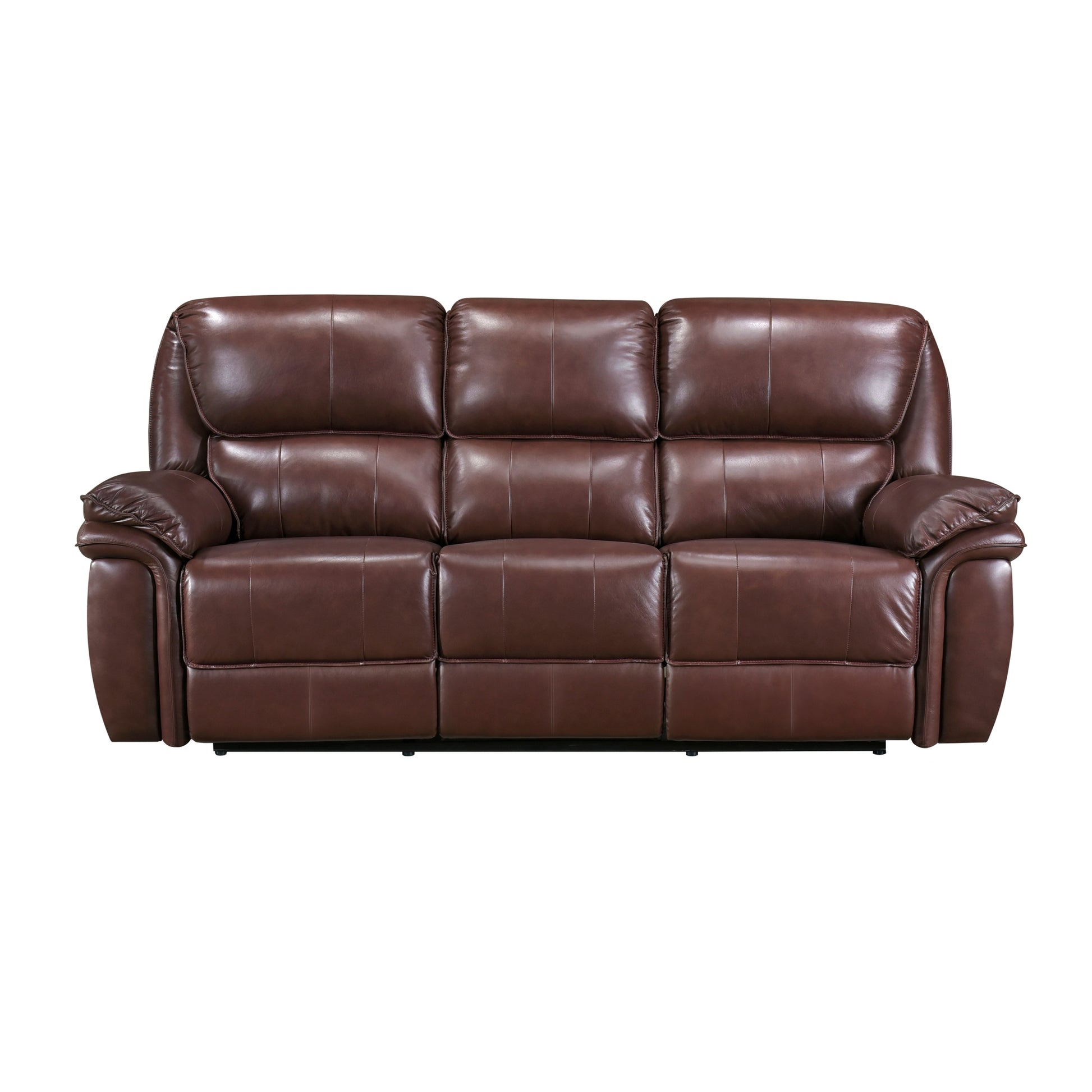 Double Reclining Sofa Brown Leather Luxurious Comfort brown-genuine leather-wood-primary living