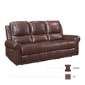 Double Reclining Sofa Brown Leather Luxurious Comfort brown-genuine leather-wood-primary living