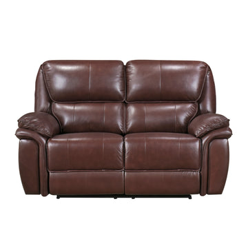 Double Reclining Loveseat Brown Leather Luxurious brown-genuine leather-primary living space-pillow