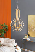 4 Light Metal Chandelier, Hanging Light Fixture with gold-iron