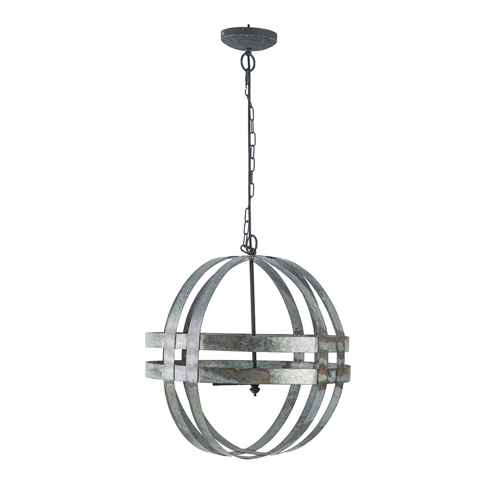 4 Light Galvanized Chandelier, Hanging Light